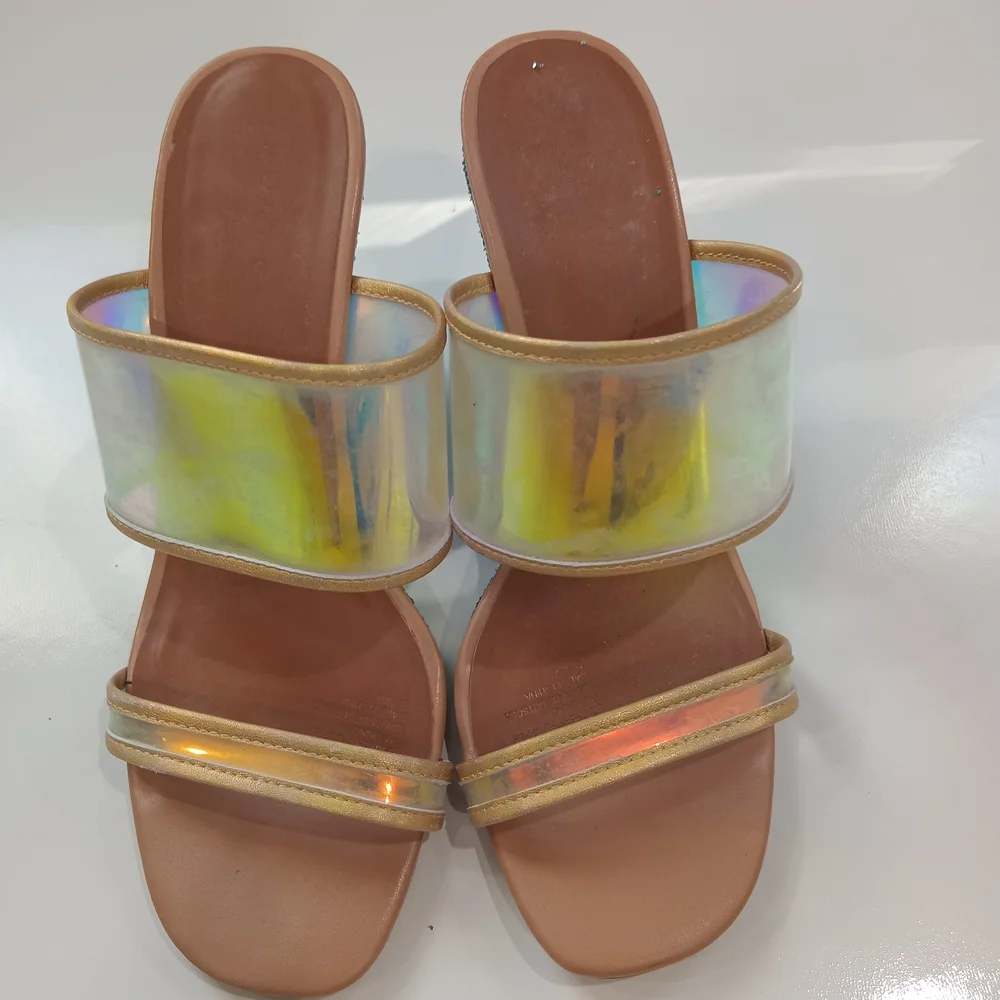 Kurt Geiger Holographic and aqua Wedges size 7.5US  38 EU